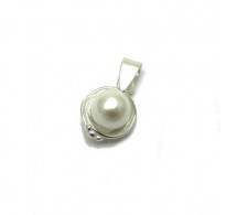 PE001236 Sterling silver pendant solid 925 with 8mm pearl  EMPRESS